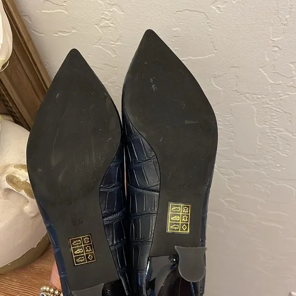 🆕 Jeffrey Campbell Totem CrocEmbossed Blue Pump - Size 8.5