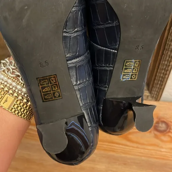 🆕 Jeffrey Campbell Totem CrocEmbossed Blue Pump - Size 8.5