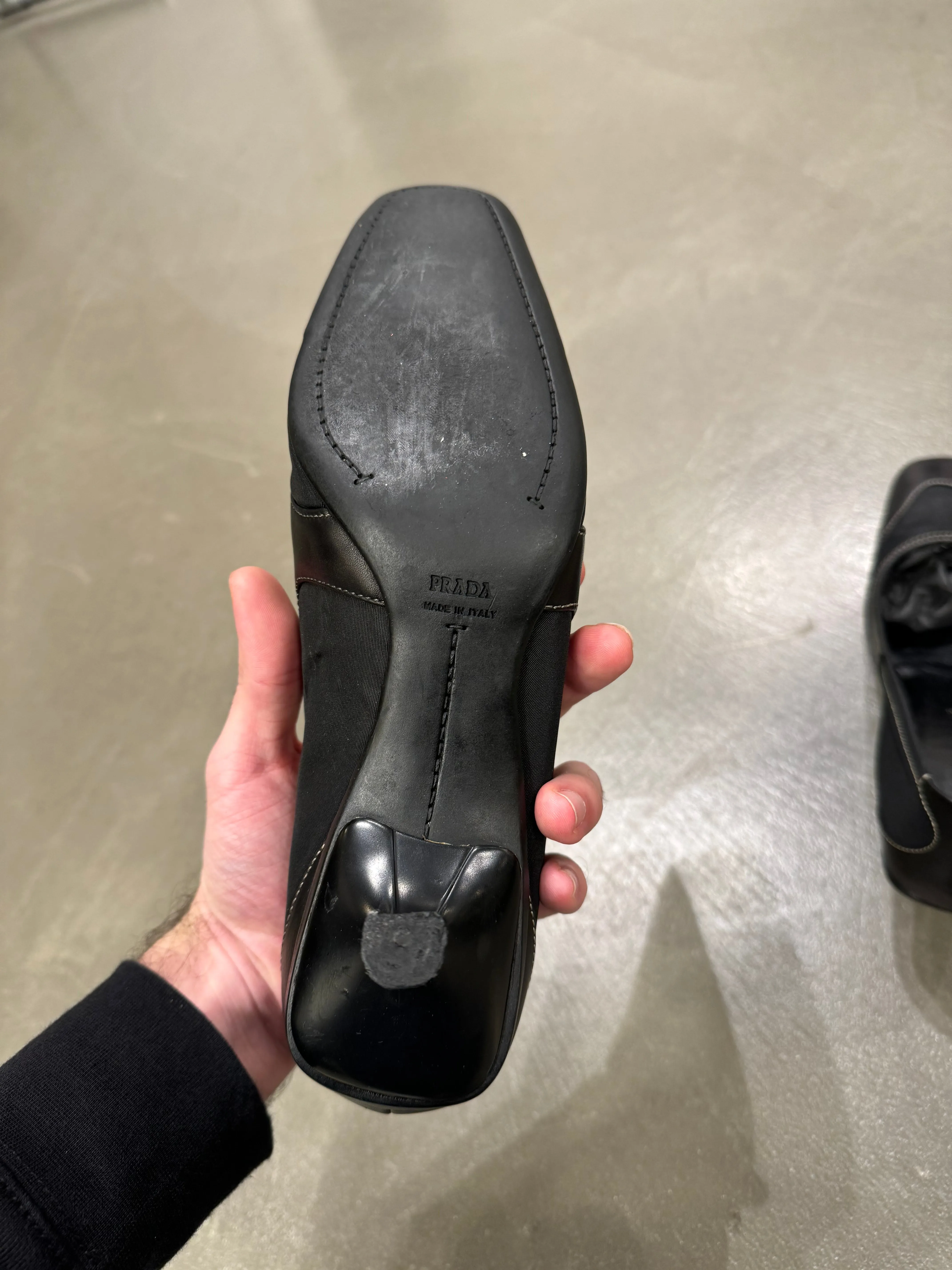 2000s Prada kitten heels nylon and leather