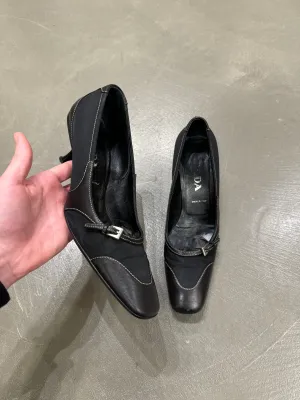 2000s Prada kitten heels nylon and leather