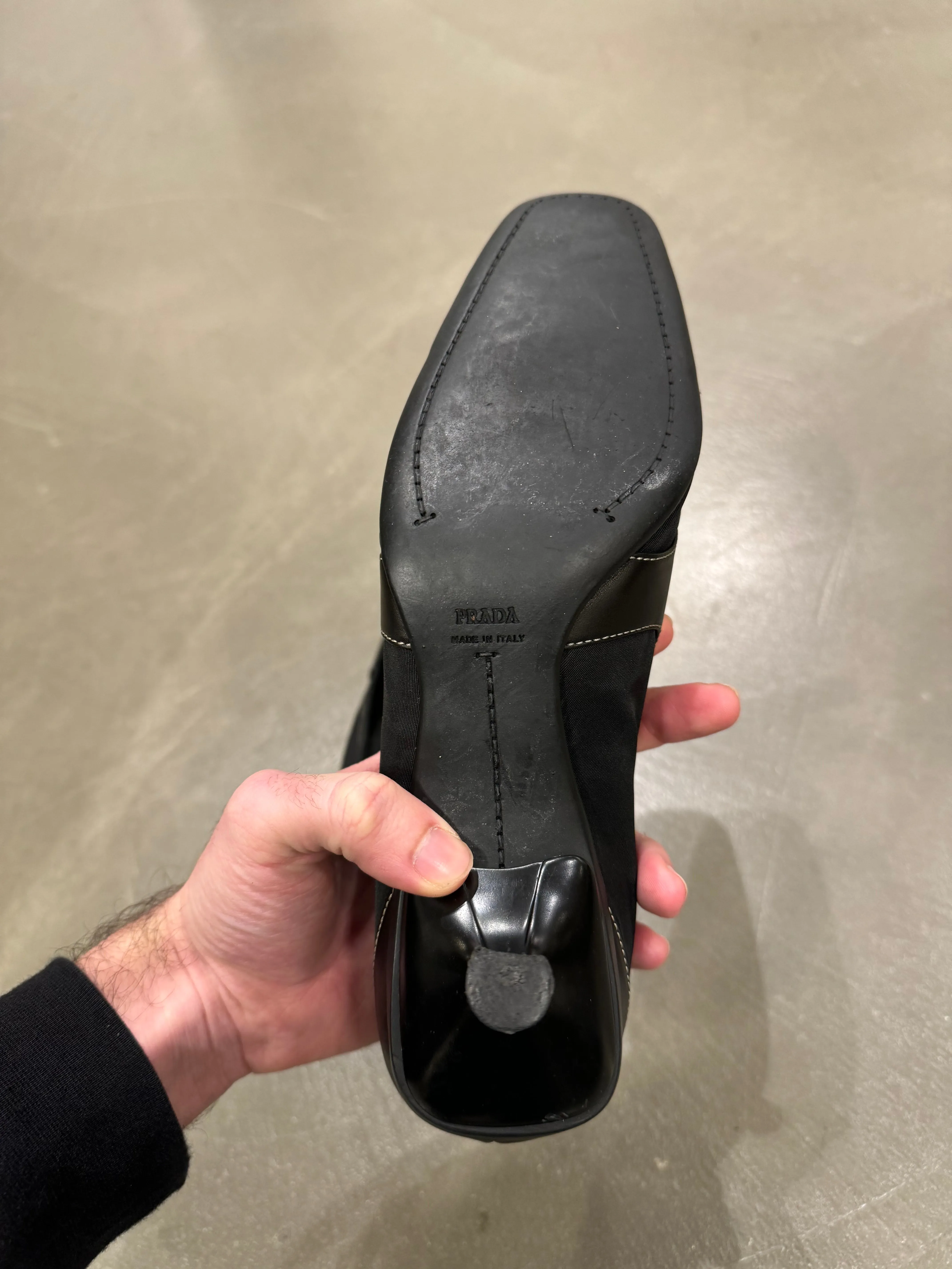 2000s Prada kitten heels nylon and leather