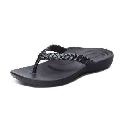 Aetrex Vicki Black Gloss Women's Flipflops