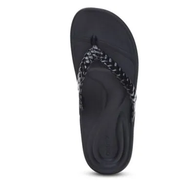 Aetrex Vicki Black Gloss Women's Flipflops