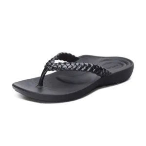 Aetrex Vicki Black Gloss Women's Flipflops