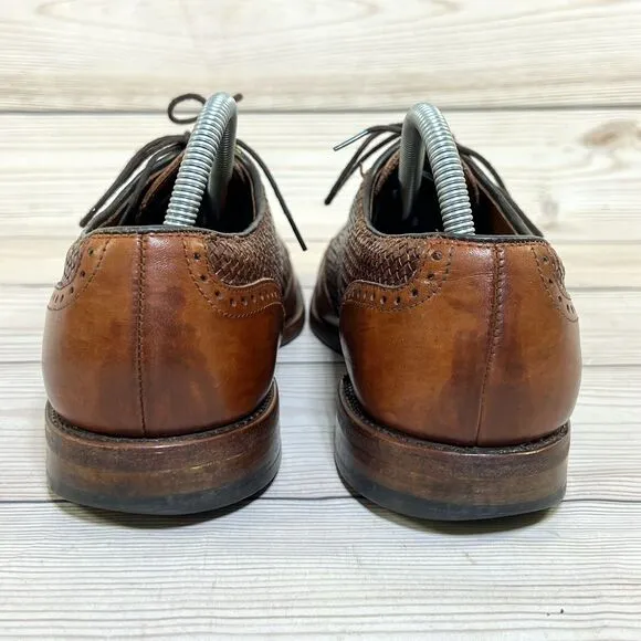 Allen Edmonds Hampstead Mens 10B Wingtip Oxfords Brown Leather Woven Dress Shoes