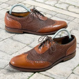 Allen Edmonds Hampstead Mens 10B Wingtip Oxfords Brown Leather Woven Dress Shoes