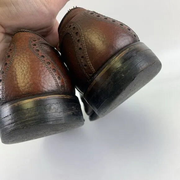 Allen Edmonds Ostendo Leather Wingtip Oxfords Brown Vibram Brogue Men Size 9.5 D