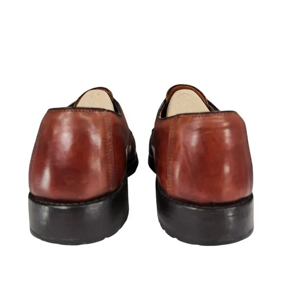 Allen Edmonds Oxfords sz 9.5 D Men Brown Dellwood Split Toe Lace Up USA Leather