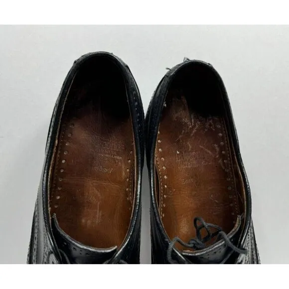 Allen Edmonds Lombard Dress Shoes Mens Size 8 E Black Wingtip Derby Oxfords