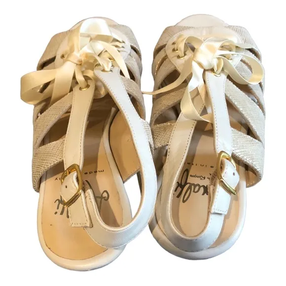 Amalfi by Rangoni Peep Toe Ribbon Lace Heels (narrow)