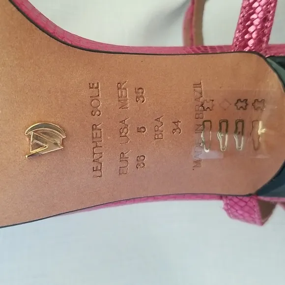 ANTHROPOLOGIE VICENZA SEXY  STRAPPY SANDLE  METALLIC PINK KITTEN HEEL