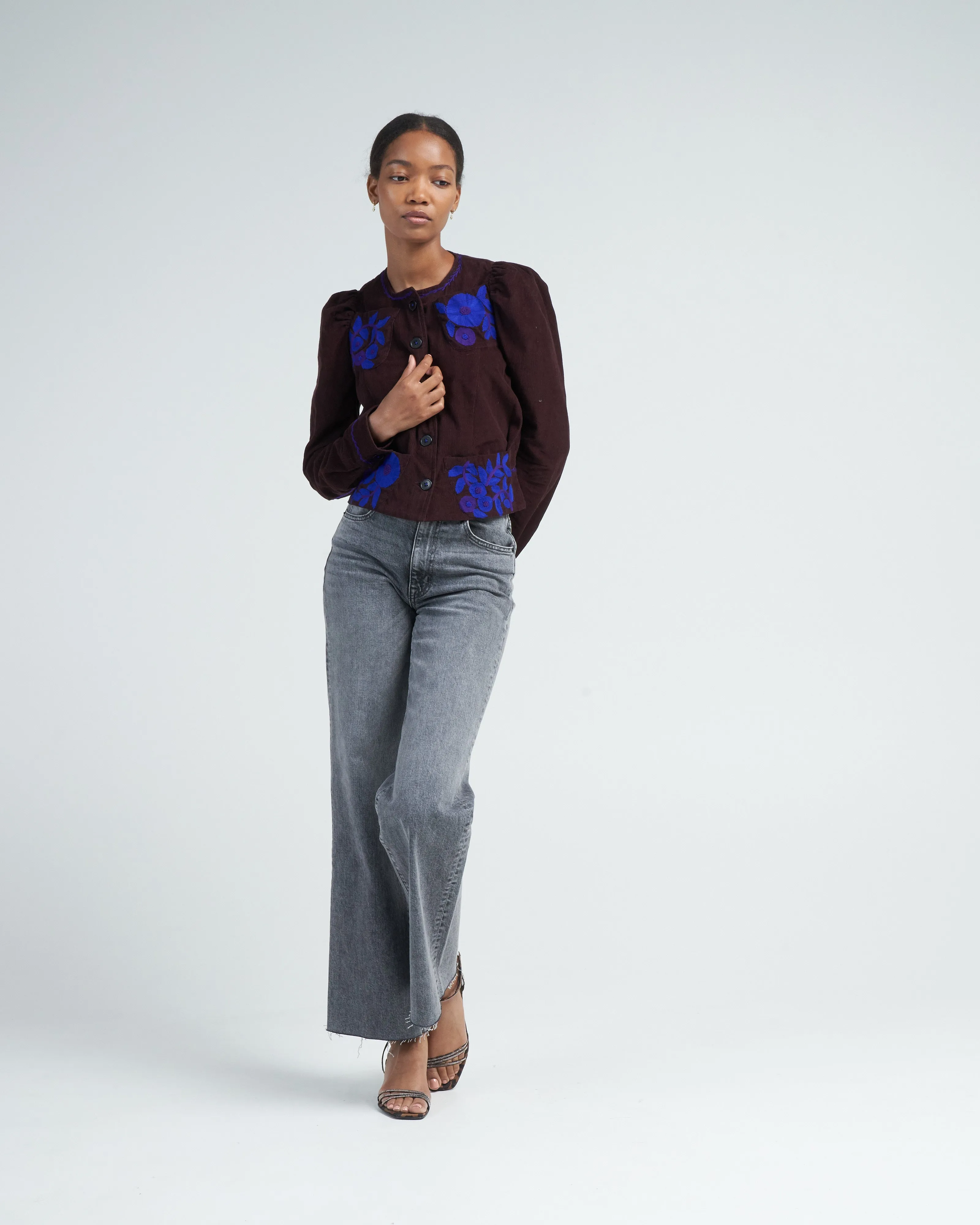 arabella top - chocolate/cobalt purple