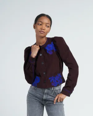 arabella top - chocolate/cobalt purple