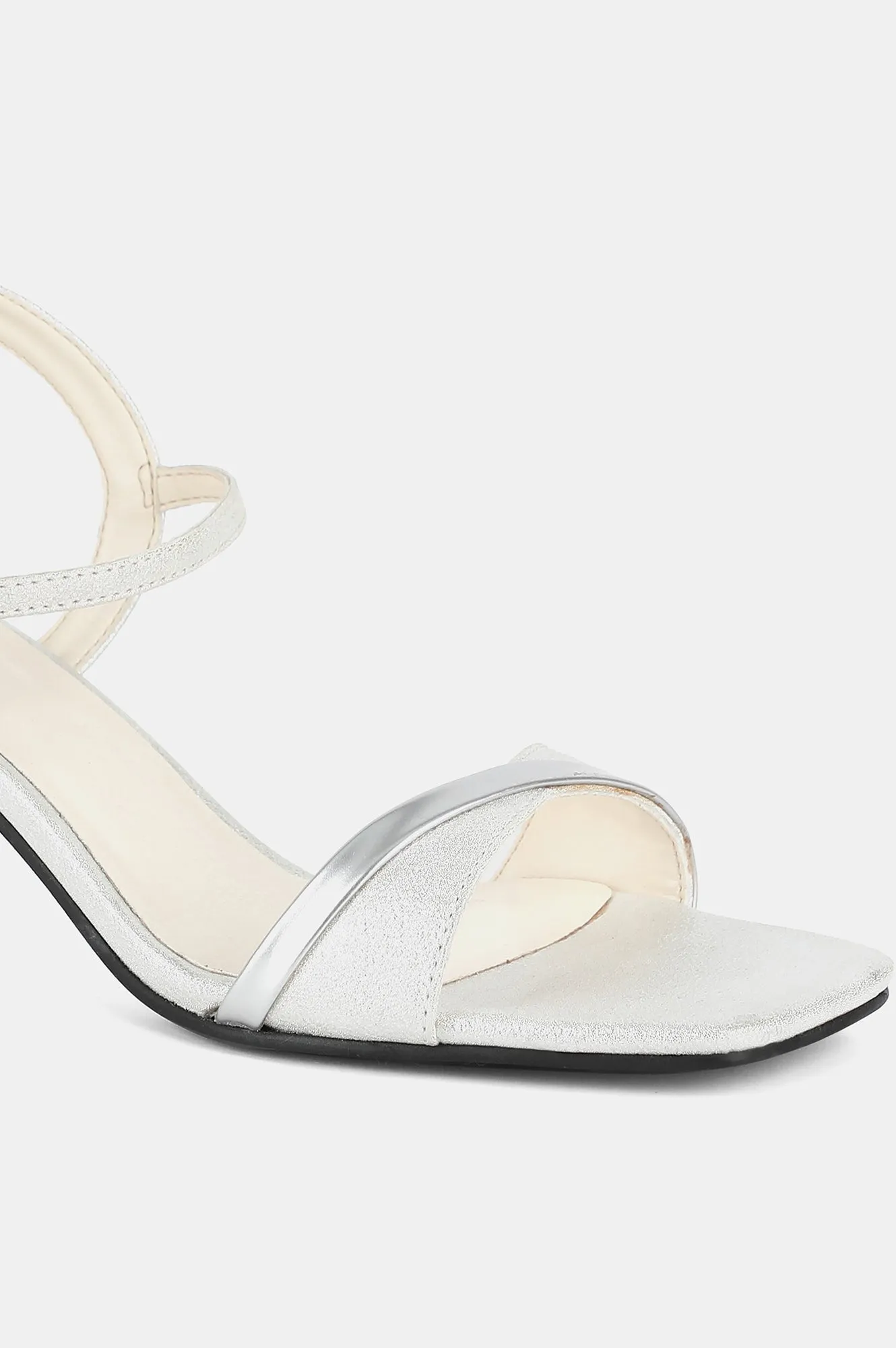 Aurelia Silver Square Toe Textured Kitten Heel - ZGeorgina