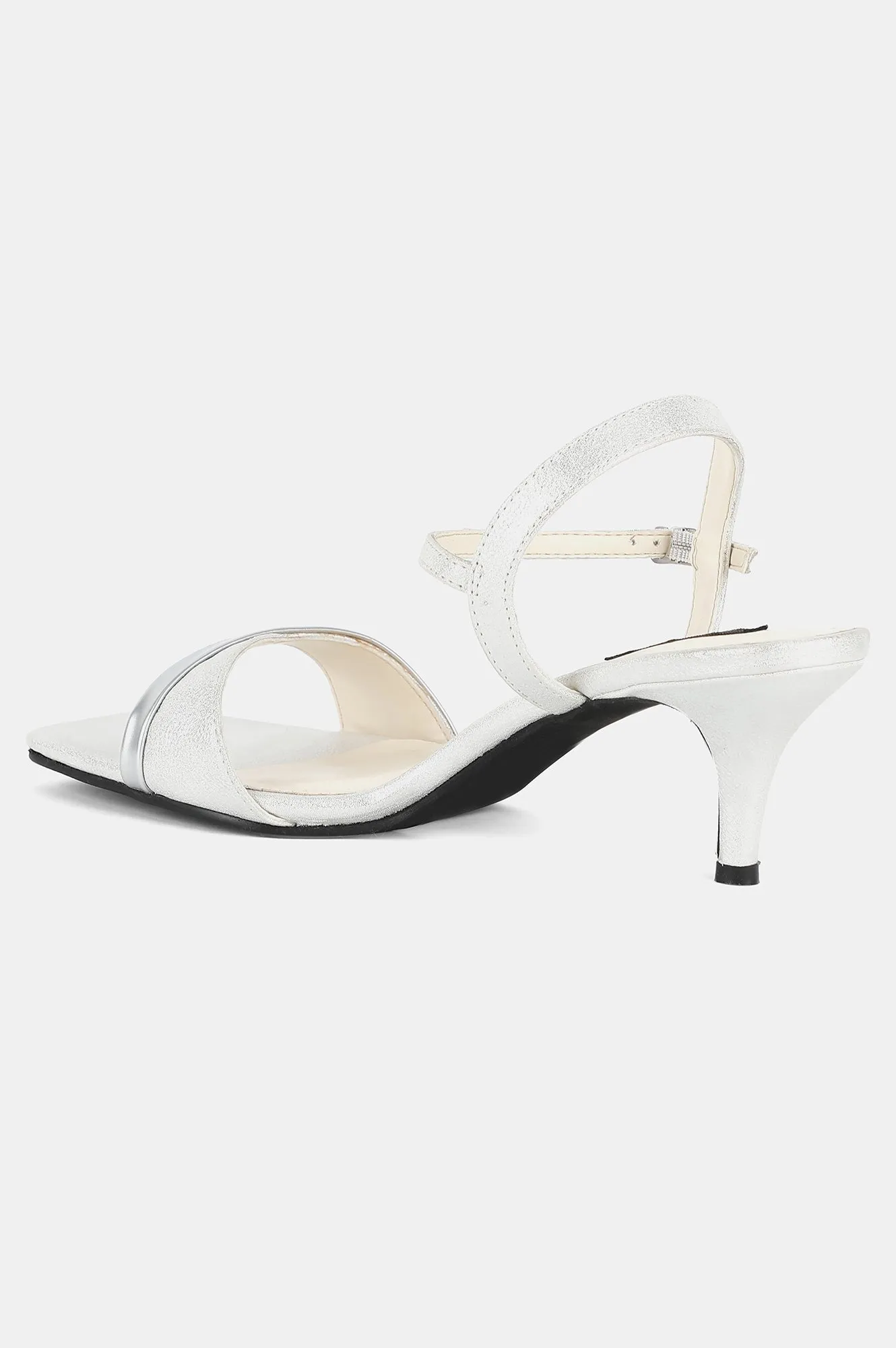 Aurelia Silver Square Toe Textured Kitten Heel - ZGeorgina