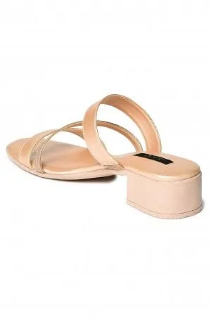 Aurelia Textured Rose Gold Glitter Square Toe Block Heel