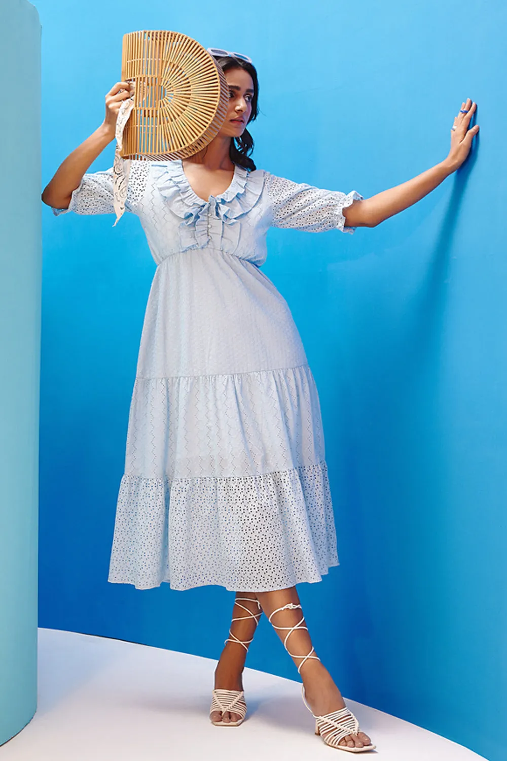 Azure Schiffli Dress