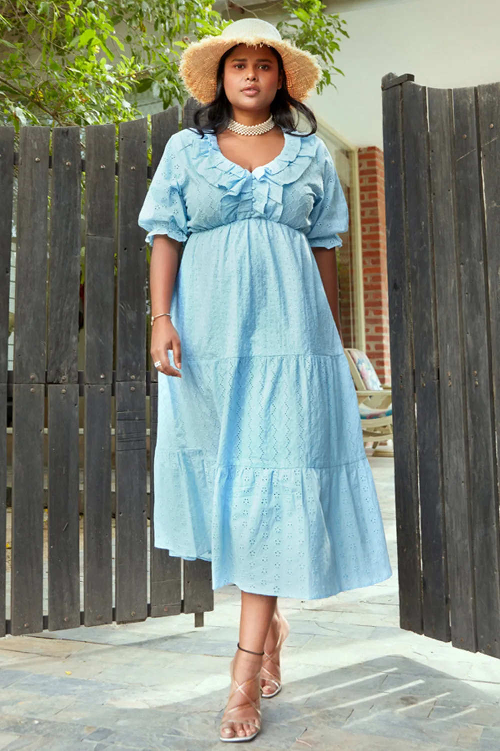 Azure Schiffli Dress