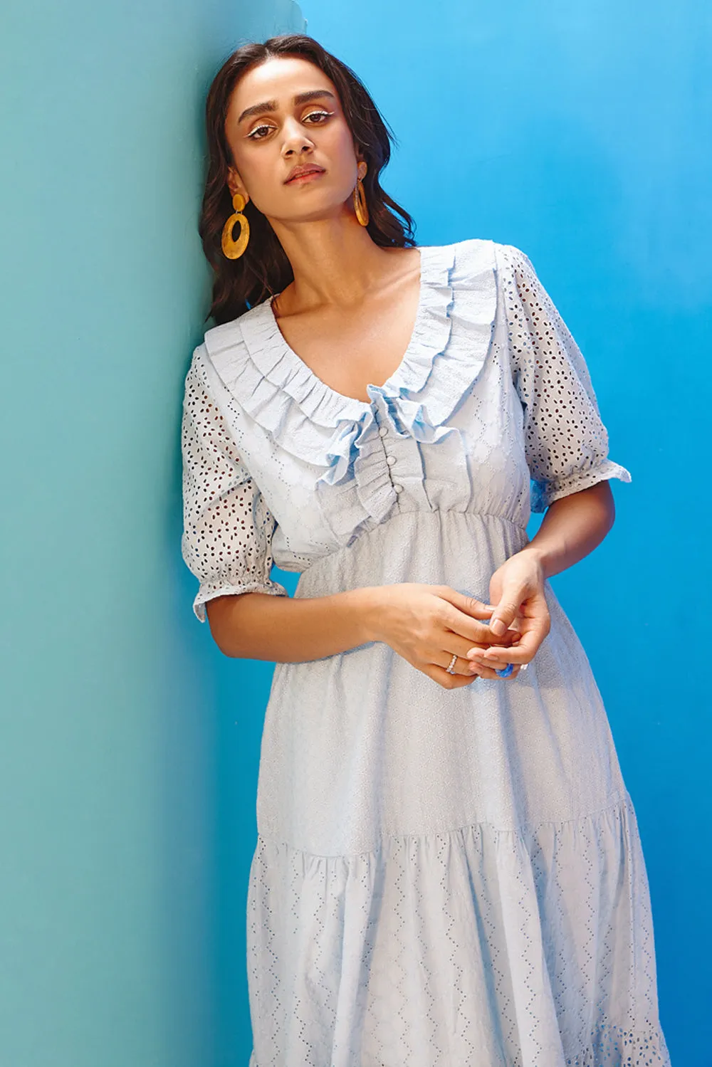 Azure Schiffli Dress