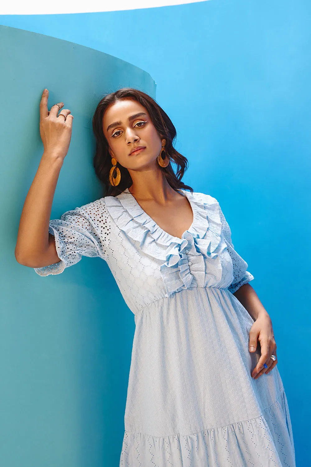 Azure Schiffli Dress