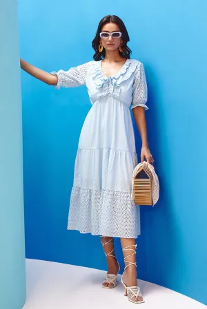 Azure Schiffli Dress