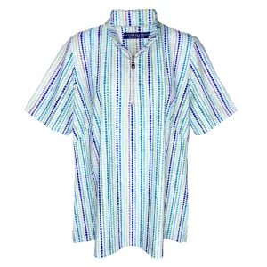 Bayside Short Sleeve Zip Neck Top in Candy Dots Blue