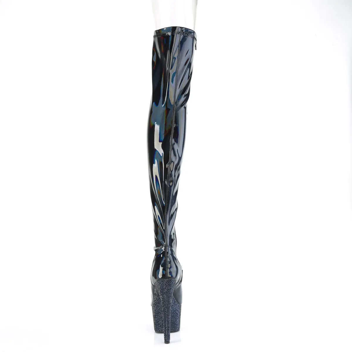 BEJEWELED-3011-7  Black Stretch Holo Patent/Midnight Black RS