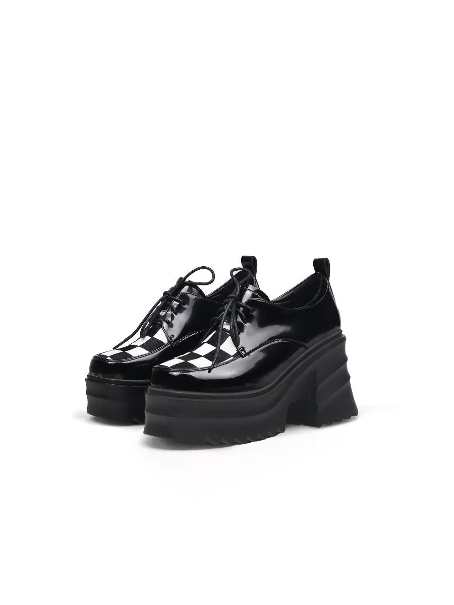 Black Patent Leather Chunky Heel Oxford