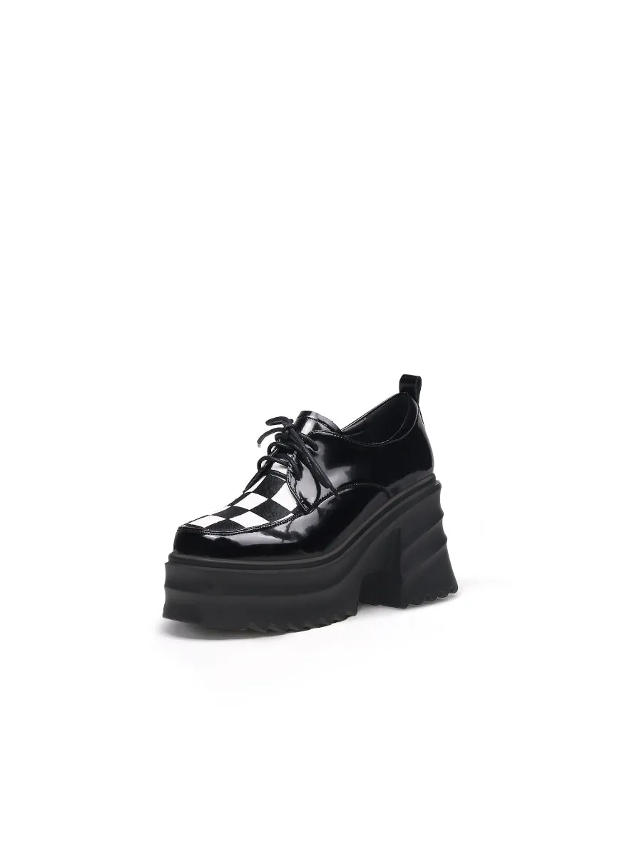 Black Patent Leather Chunky Heel Oxford
