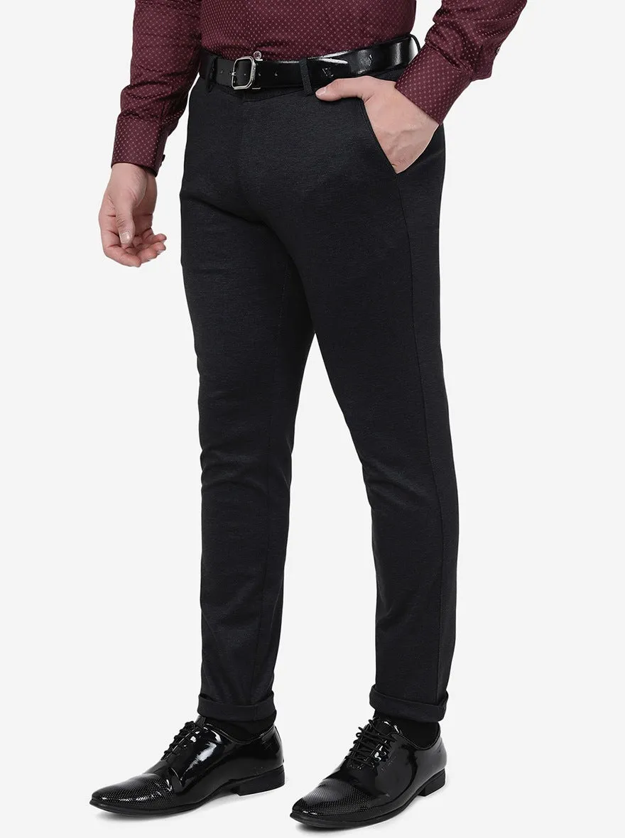 Black Solid Slim Fit Club Wear Trouser | JB Studio