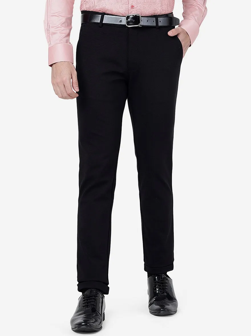 Black Solid Slim Fit Club Wear Trouser | JB Studio