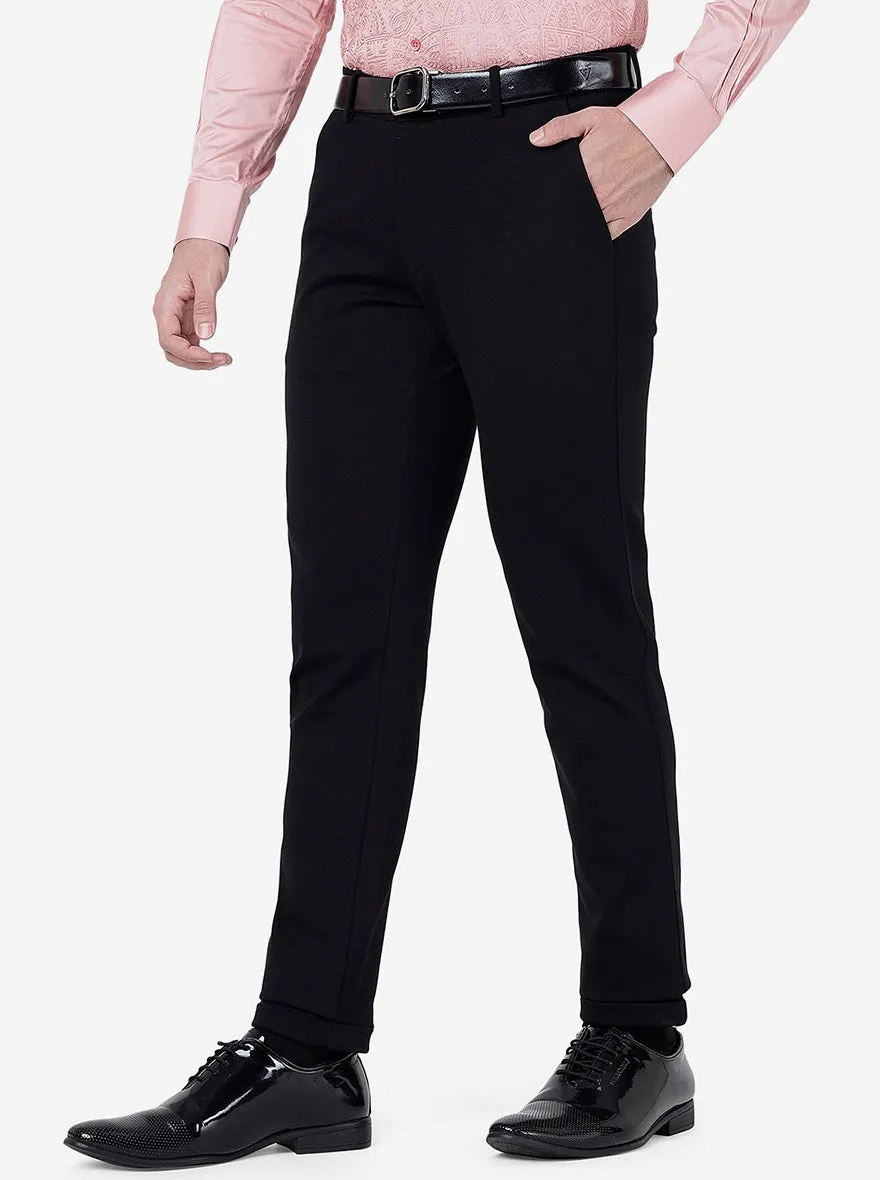 Black Solid Slim Fit Club Wear Trouser | JB Studio