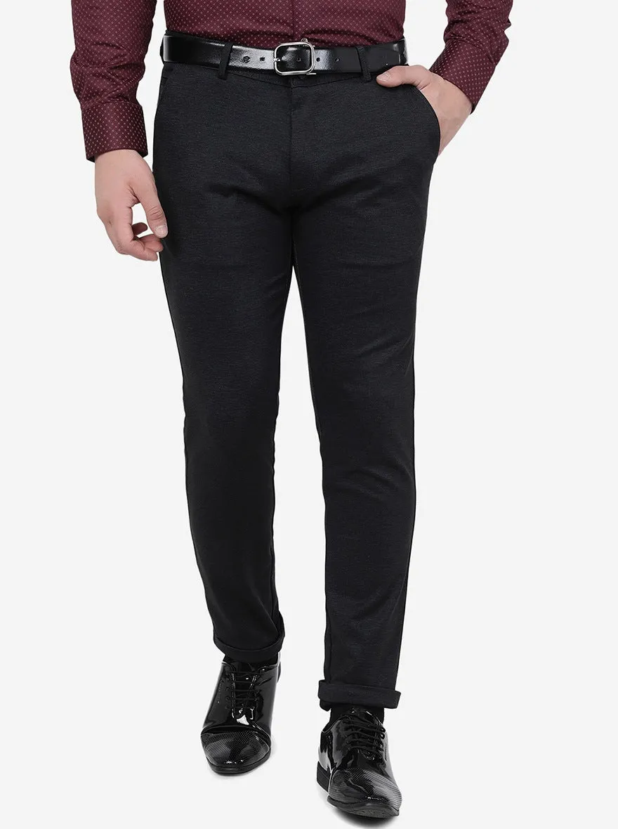 Black Solid Slim Fit Club Wear Trouser | JB Studio