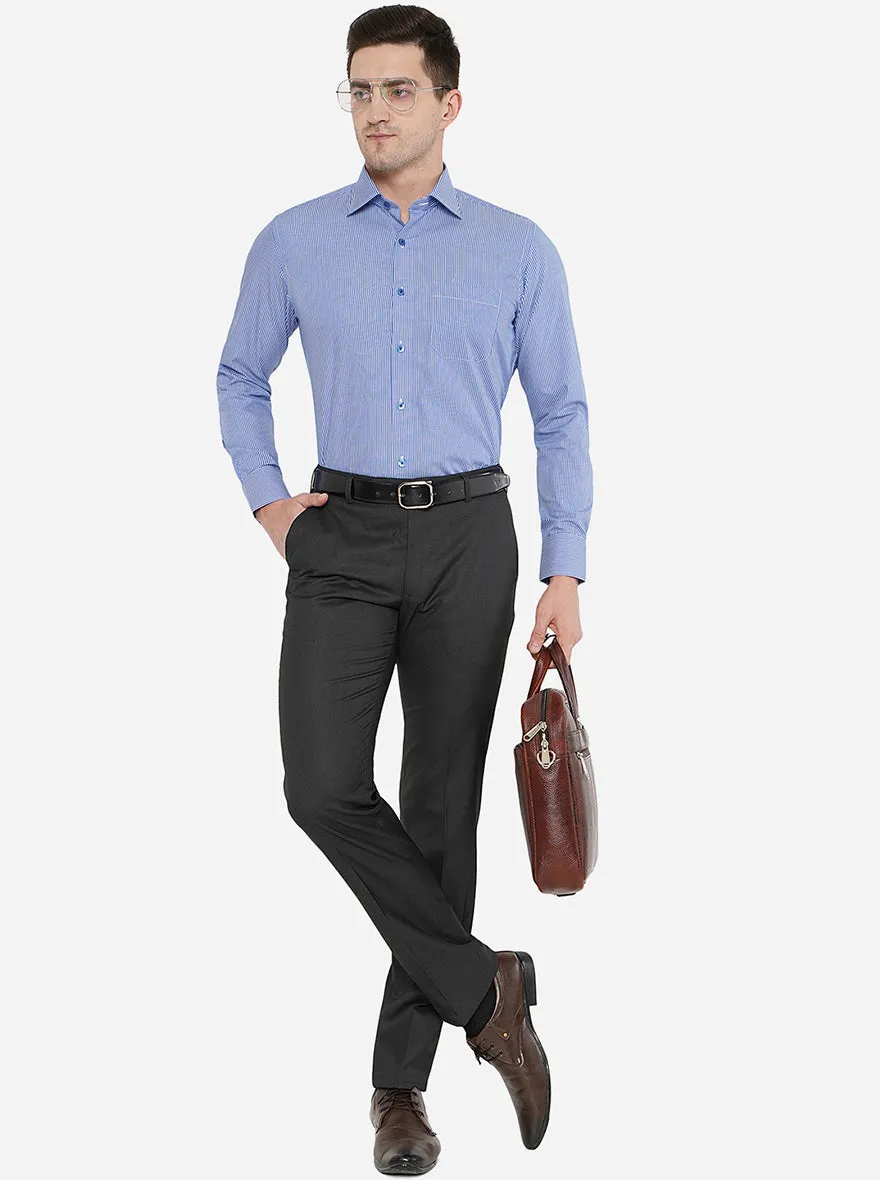 Black Solid Slim Fit Formal Trouser | Greenfibre