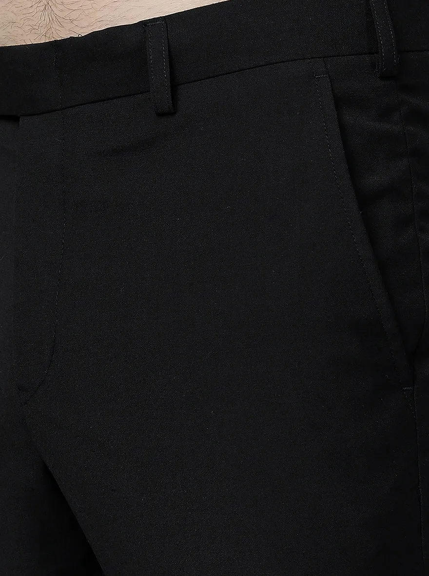 Black Solid Slim Fit Formal Trouser | Greenfibre