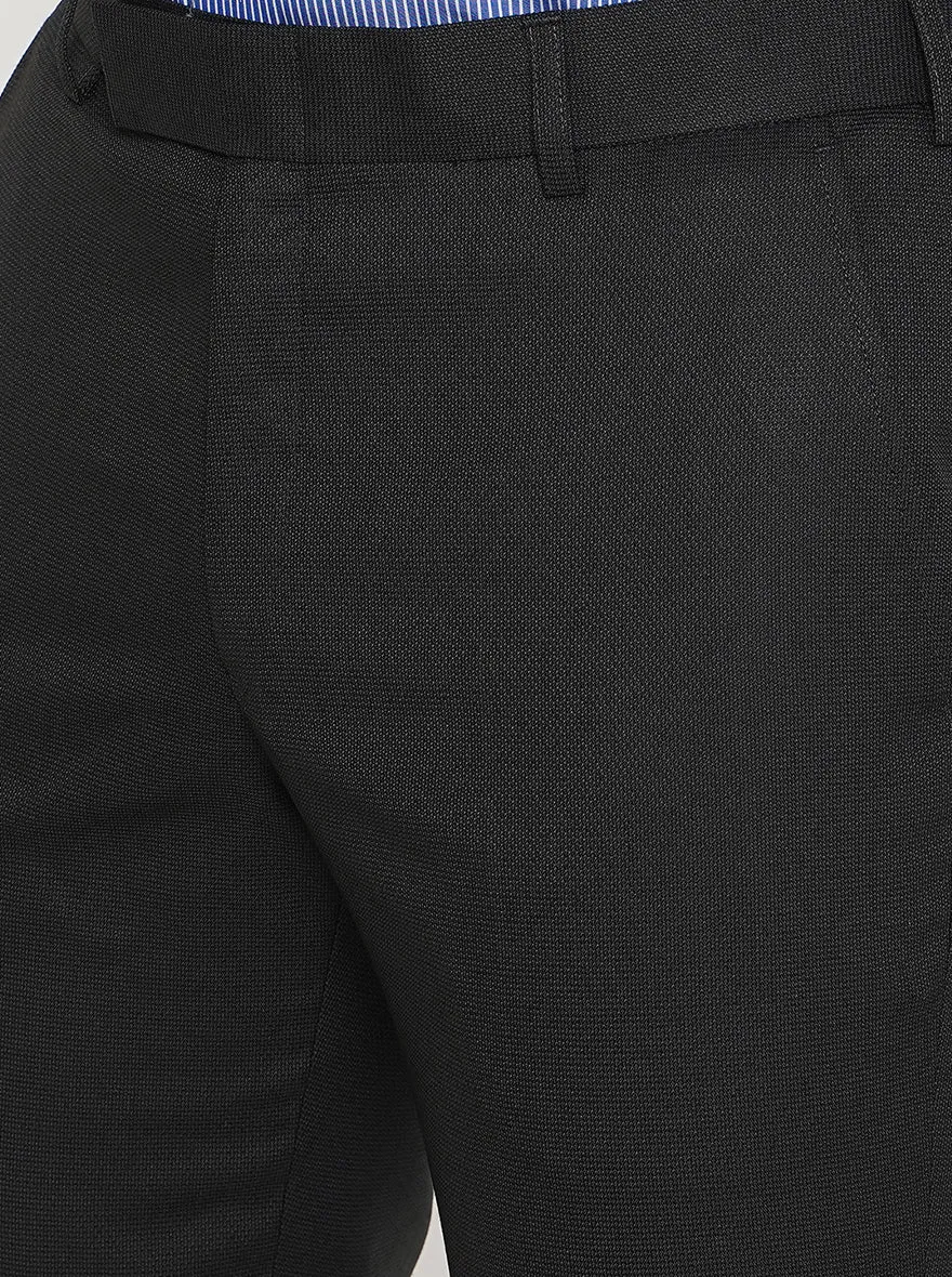 Black Solid Slim Fit Formal Trouser | Greenfibre