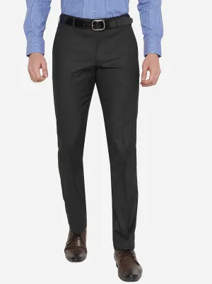 Black Solid Slim Fit Formal Trouser | Greenfibre