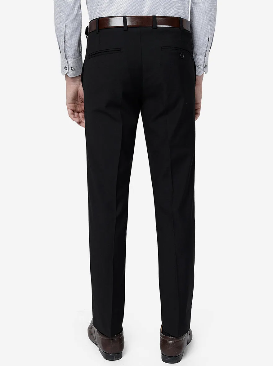 Black Solid Slim Fit Formal Trouser | Greenfibre