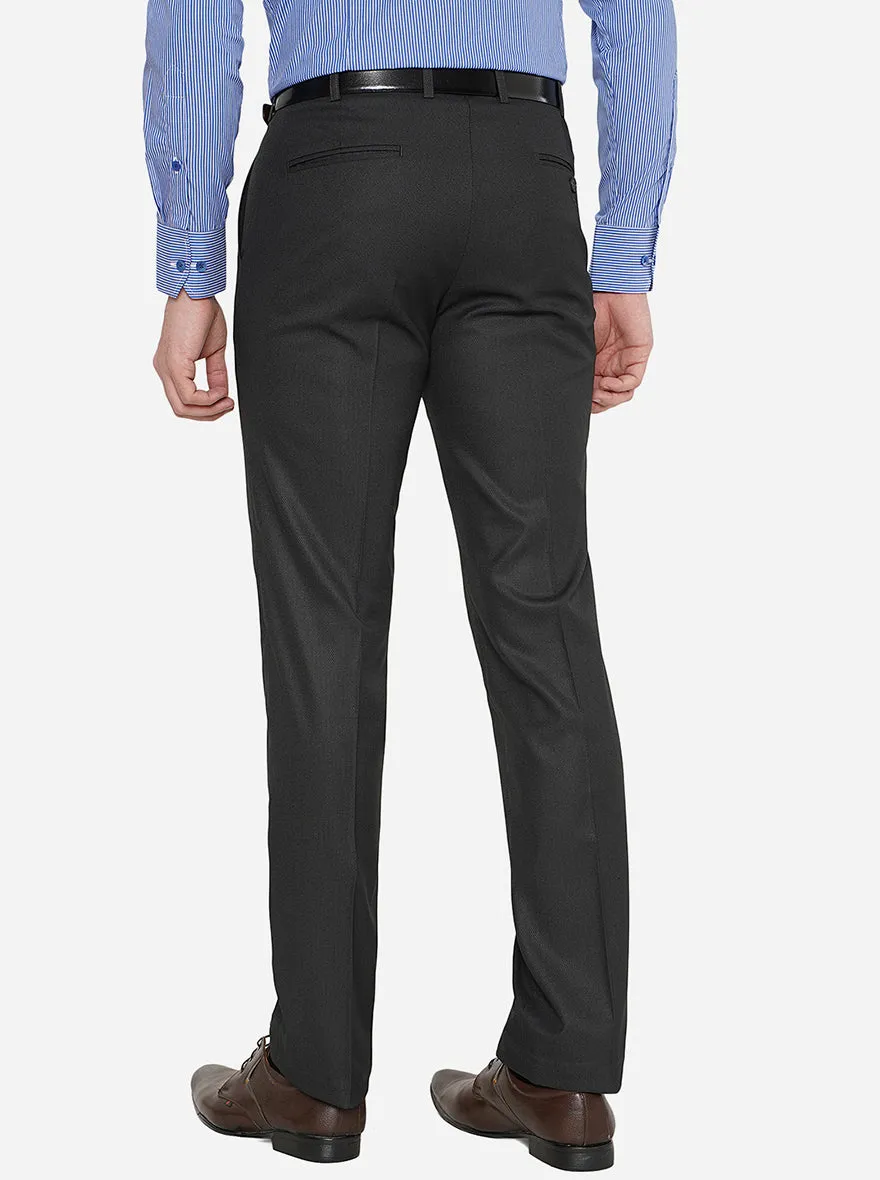 Black Solid Slim Fit Formal Trouser | Greenfibre