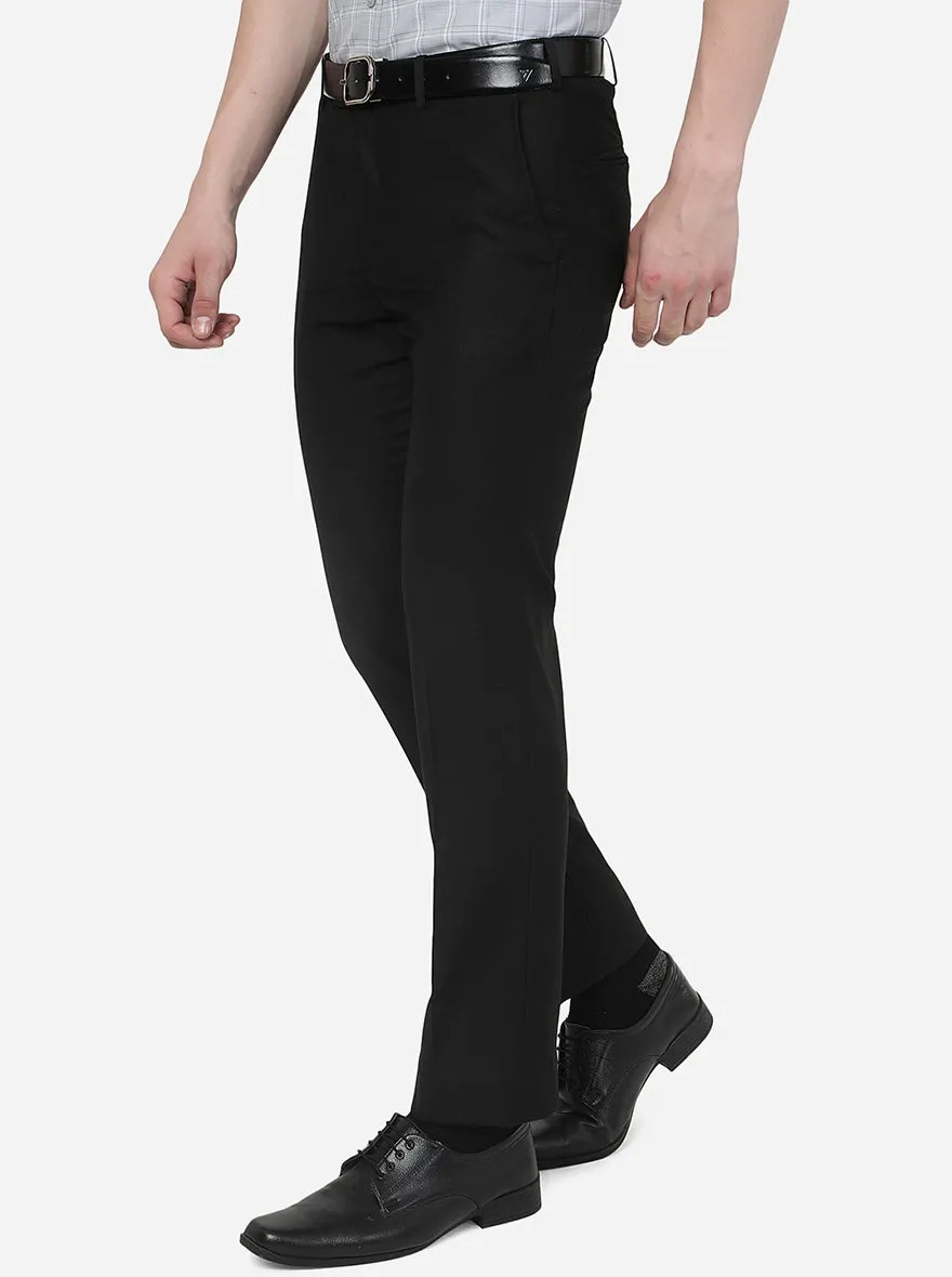 Black Solid Slim Fit Formal Trouser | Metal