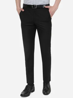 Black Solid Slim Fit Formal Trouser | Metal