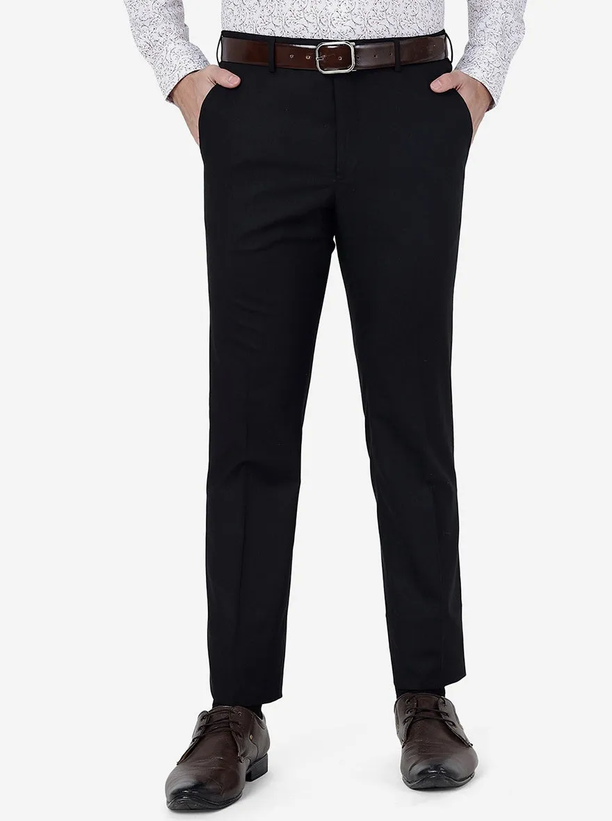 Black Solid Slim Fit Formal Trouser | Metal