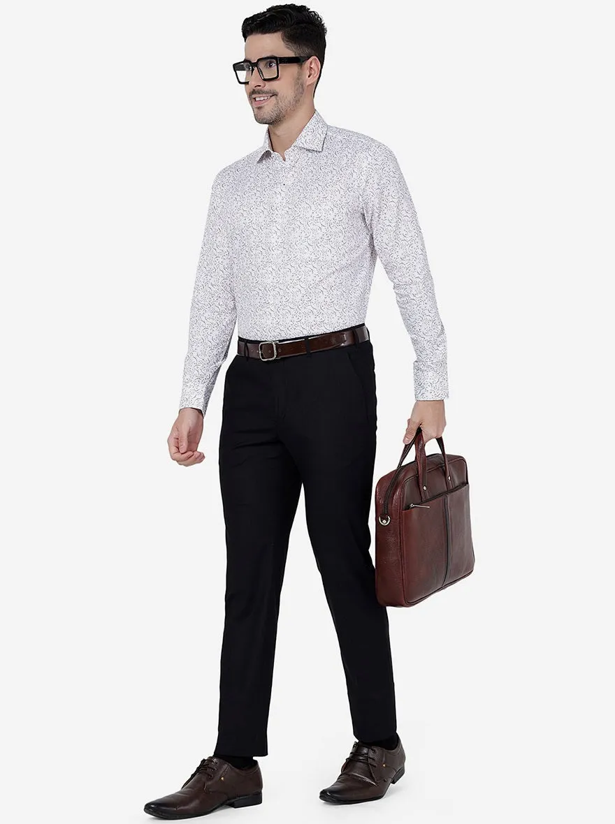 Black Solid Slim Fit Formal Trouser | Metal