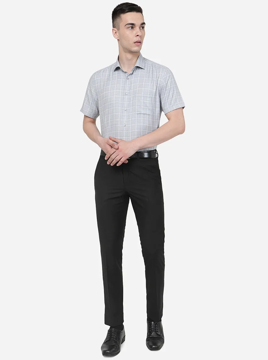Black Solid Slim Fit Formal Trouser | Metal