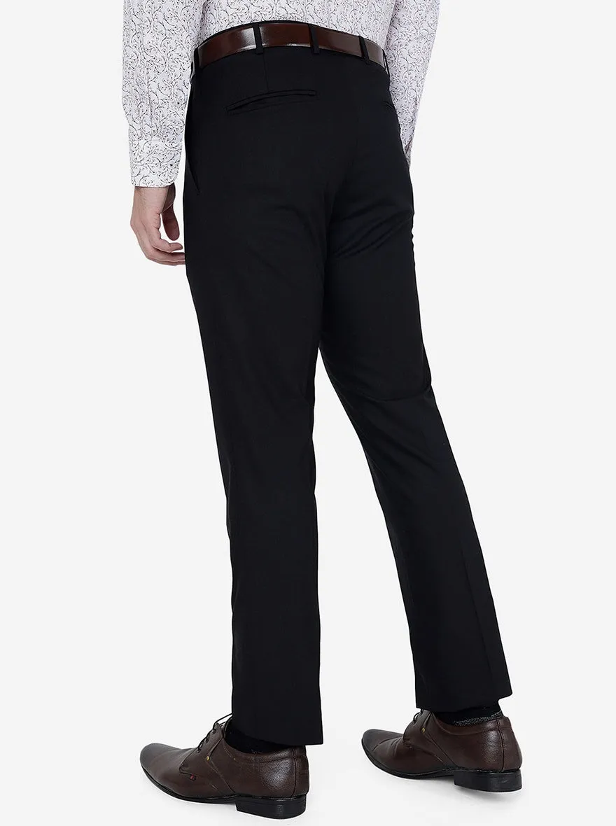 Black Solid Slim Fit Formal Trouser | Metal