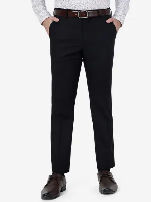 Black Solid Slim Fit Formal Trouser | Metal