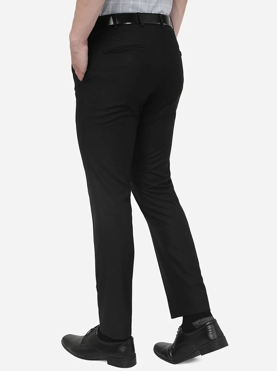 Black Solid Slim Fit Formal Trouser | Metal