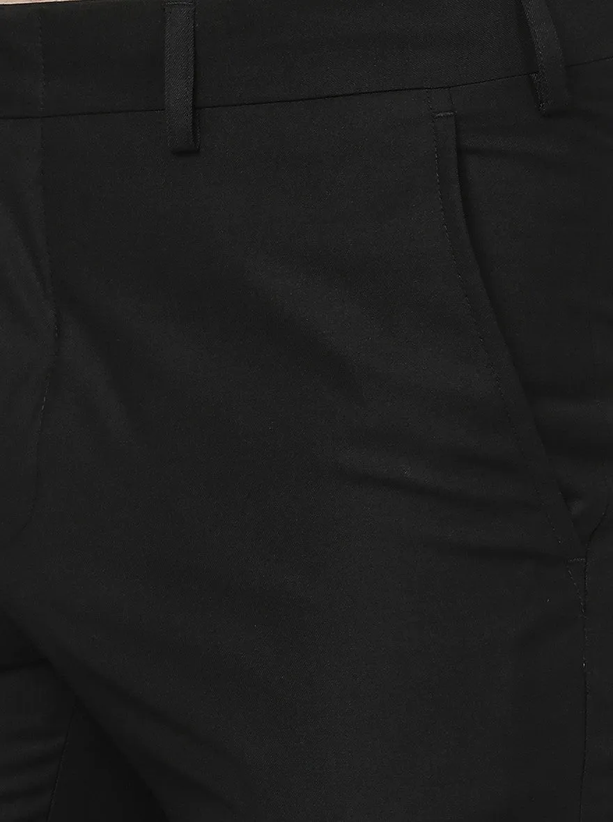 Black Solid Slim Fit Formal Trouser | Metal