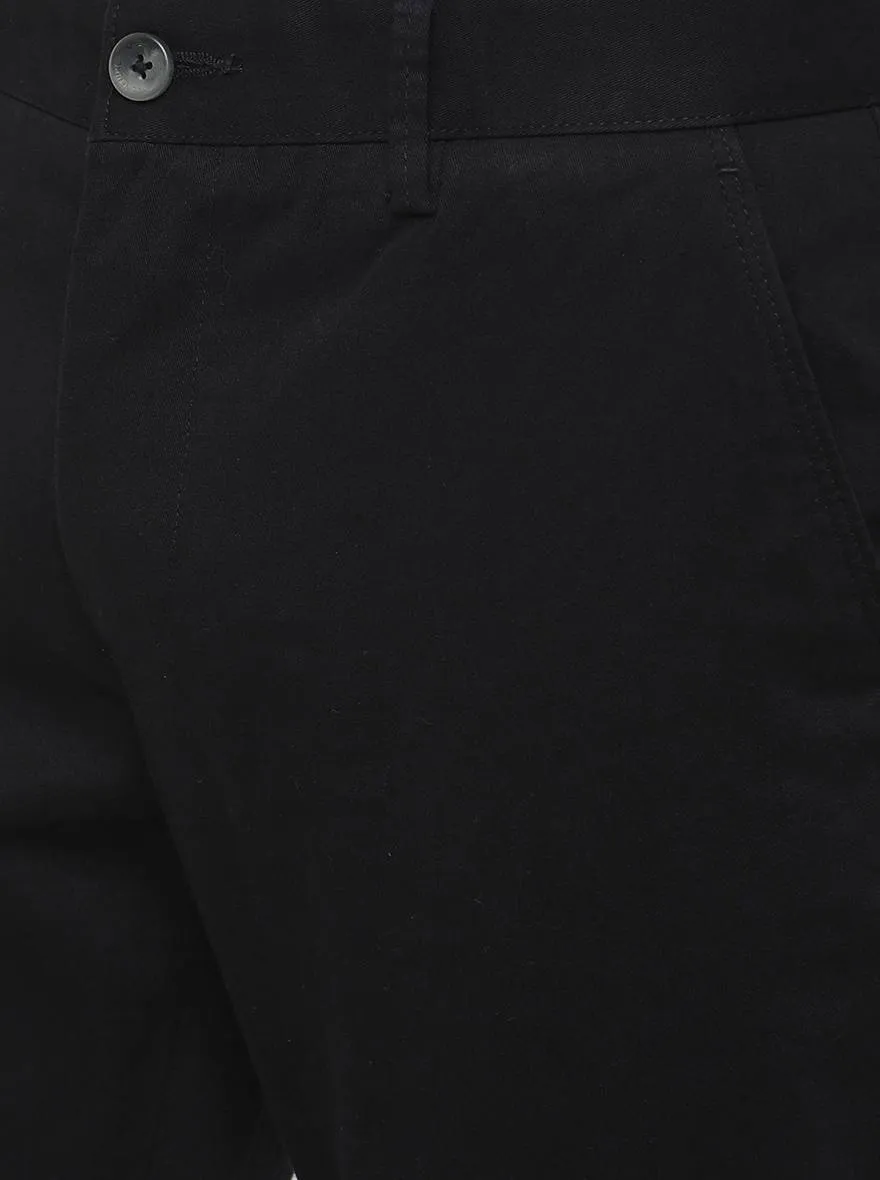 Black Solid Super Slim Fit Casual Trouser | Greenfibre