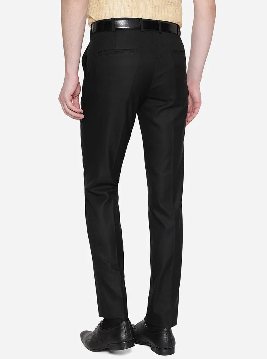 Black Solid Uno Fit Casual Trouser | JadeBlue